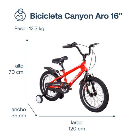 Bicicleta Canyon 16" Rojo Cubre Cadena Niños 4-10 Años Bebesit-6