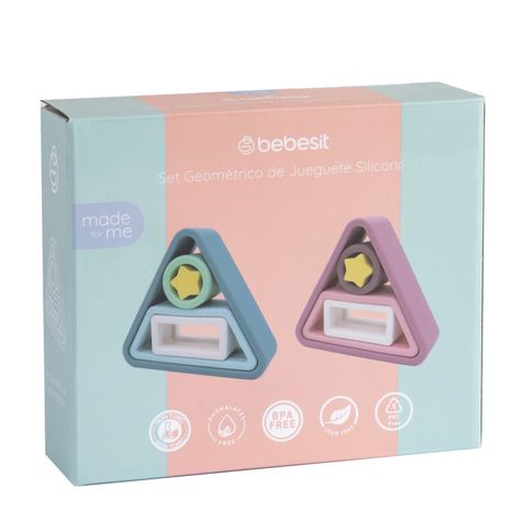 Juguete Montessori Geometria Silicona Rosa-3