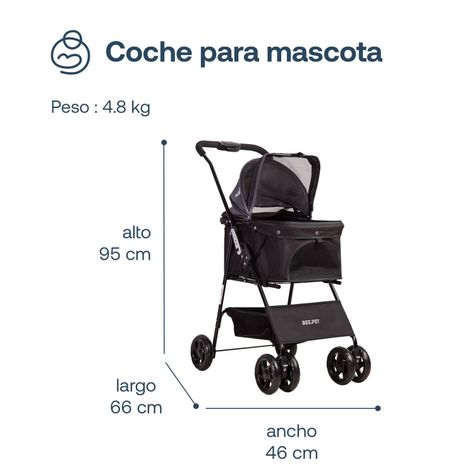 Coche Mascotas Plegable Easy Perro Gato Negro BeePet Bebesit-5