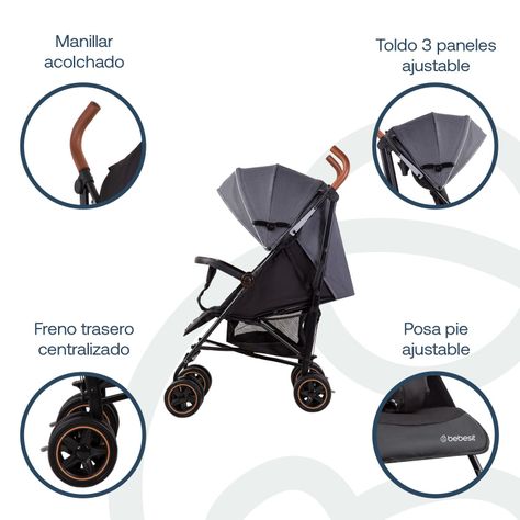 Coche Paragua Magic Ride Gris Bebesit-2