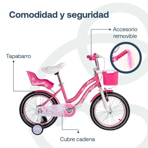 Bicicleta Infantil Queen Aro 16 Rosada Bebesit-4