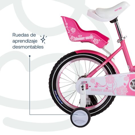 Bicicleta Infantil Queen Aro 16 Rosada Bebesit-5