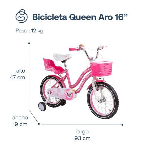 Bicicleta Infantil Queen Aro 16 Rosada Bebesit-6