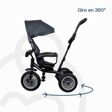 Triciclo Paseo Infantil 360 1326 LX Negro Bebesit-4