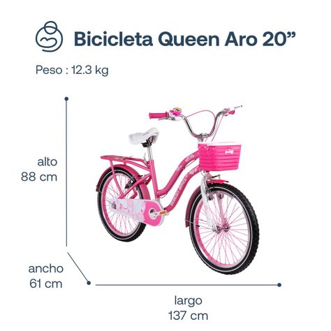 Bicicleta Infantil Queen Aro 20 Rosada Bebesit-6