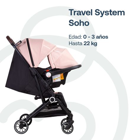 Coche Maleta Compacto Travel System Soho Rosa Bebesit-1