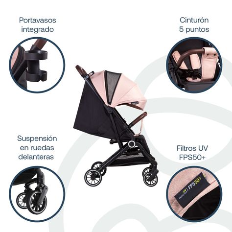 Coche Maleta Compacto Travel System Soho Rosa Bebesit-2