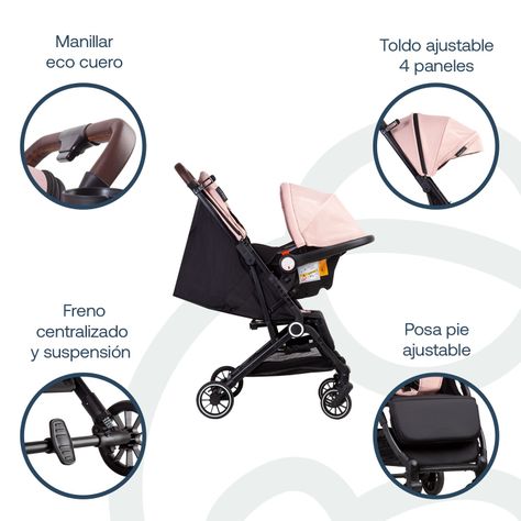Coche Maleta Compacto Travel System Soho Rosa Bebesit-3