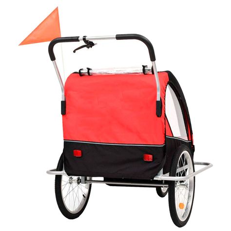 Carro arrastre trailer para bicicletas 2 niños BeRide Rojo-3