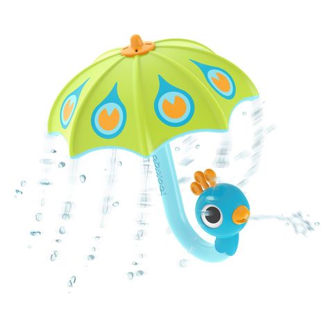 Juego de Baño Paragua Pavo Real Verde Bebé Niño Niña Tina-0