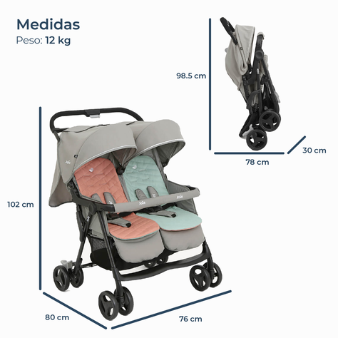 Coche Paseo Doble Aire Twin  Nectar & Mineral Joie-4