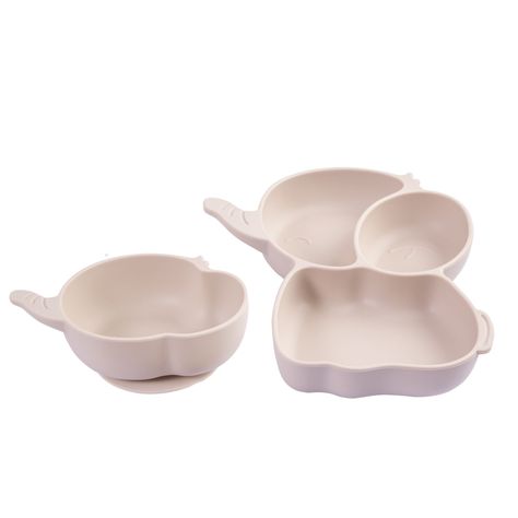 Set Alimentacion Elefante Silicona Beige-5