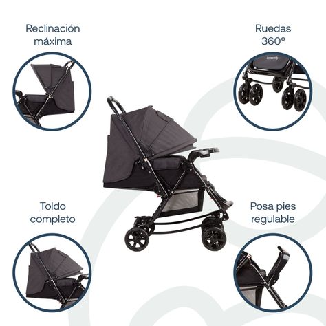 Coche Cuna Balancin SX Negro Melange Bebesit-2
