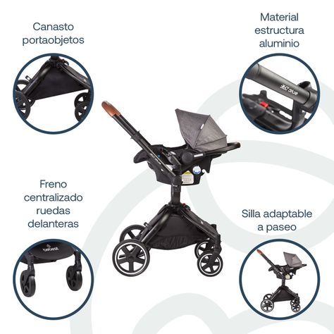 Coche Travel System Deluxe 360° SX Gris-6