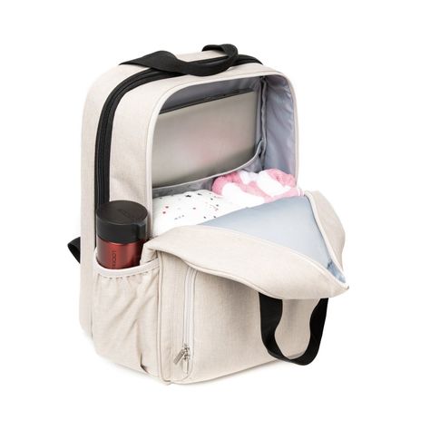 Mochila Maternal 3 En 1 Pañalera Cuna Y Mudador Portátil Beige Bebesit-3