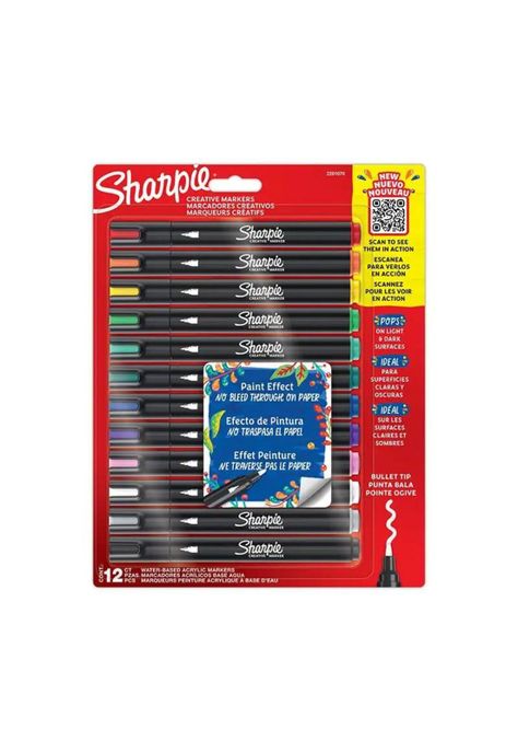 Set 12 Marcadores Creativos Sharpie Acrylic Punta Bala-0