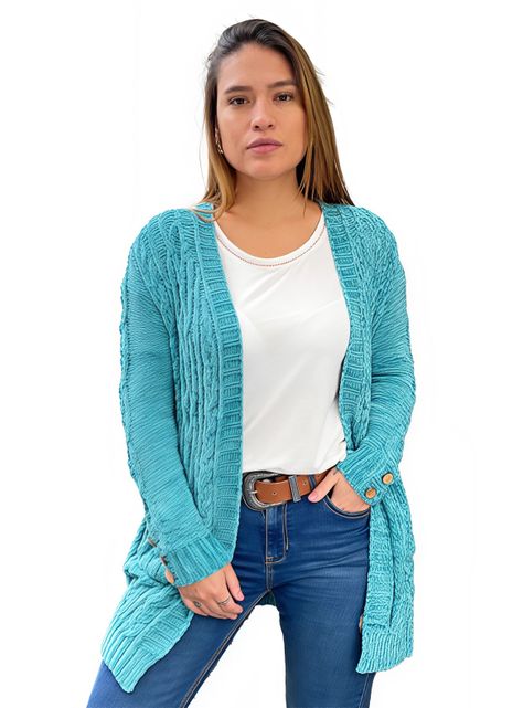 Cárdigan chenille Botones colores mujer Hipsy-0