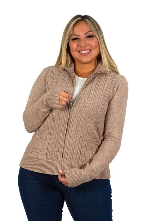 Cárdigan Mujer Bolsillos cierre texturado colores HIPSY l a xxl-1