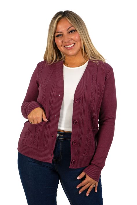 Cárdigan Mujer Bolsillos texturado colores HIPSY-0