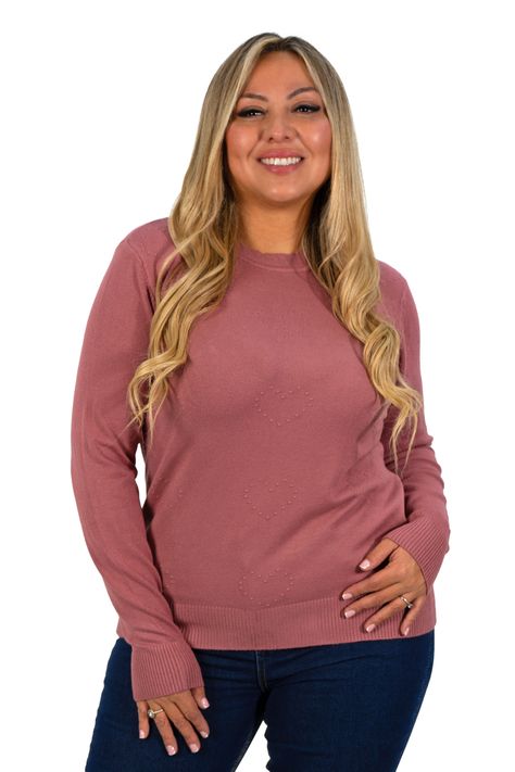 Sweater mujer texturado colores corazones Extra linda HIPSY-0