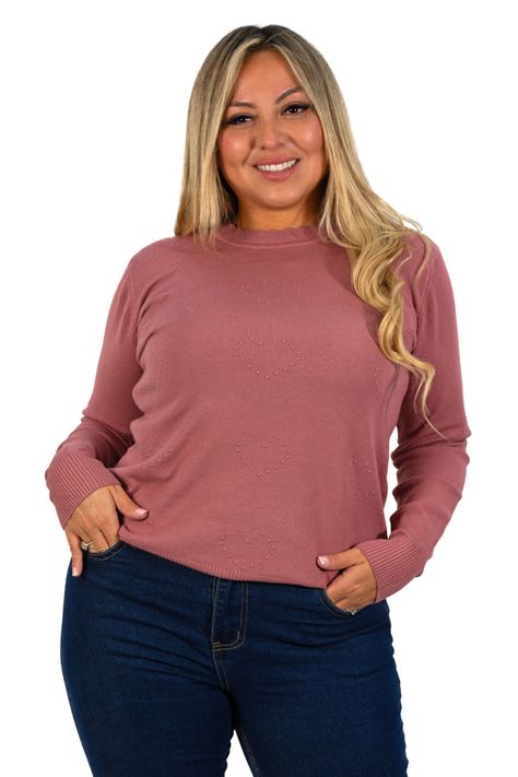 Sweater mujer texturado colores corazones Extra linda HIPSY-1