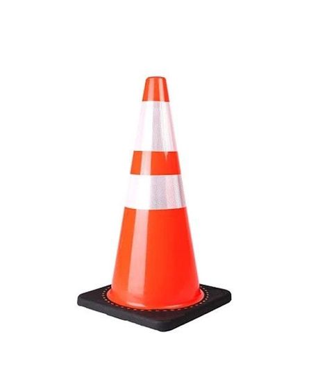 Cono vial Naranjo con Base Negra 70 cms doble cinta reflectante.-0