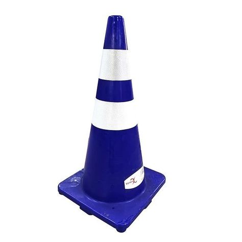 Cono de 70 cms Azul con 2 cintas reflectantes -0