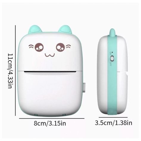 Mini Impresora Térmica Portátil Bluetooth Gatito + 11 Rollos celeste-1