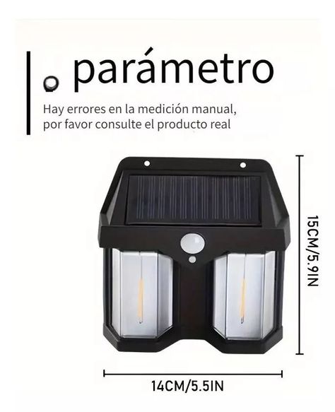 Lámpara Farol Solar Doble Con Sensor Luz Cálida-1