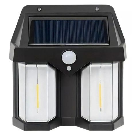 Lámpara Farol Solar Doble Con Sensor Luz Cálida-3