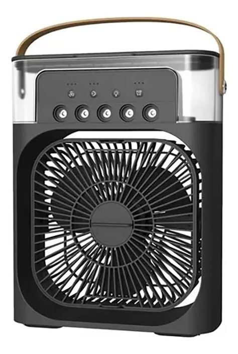 Ventilador Aire Frio - Humidificador Con Luces Led Negro-0