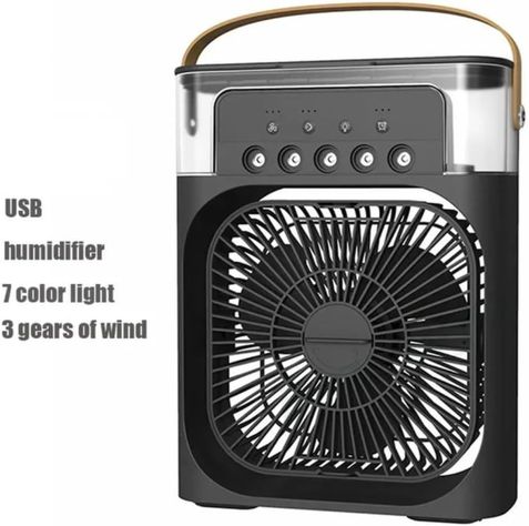 Ventilador Aire Frio - Humidificador Con Luces Led Negro-1