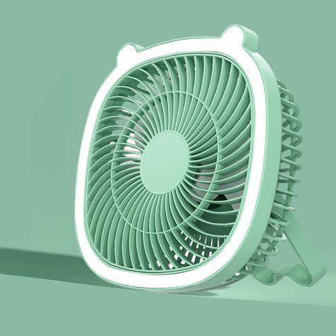 Ventilador De Mesa Con Iluminación Usb Verde-2