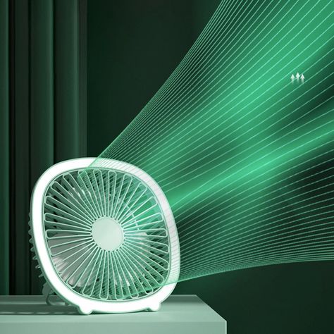 Ventilador De Mesa Con Iluminación Usb Verde-4