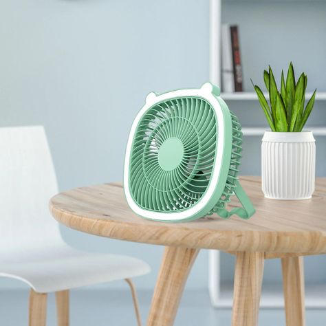 Ventilador De Mesa Con Iluminación Usb Verde-3