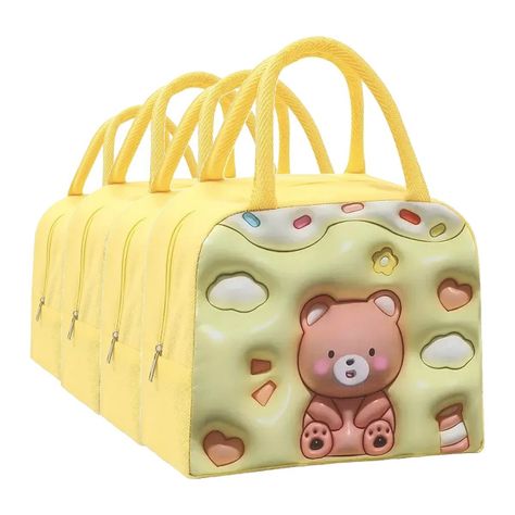 4 Bolso Termico Tipo Lonchera Con Efecto 3d Amarillo-0