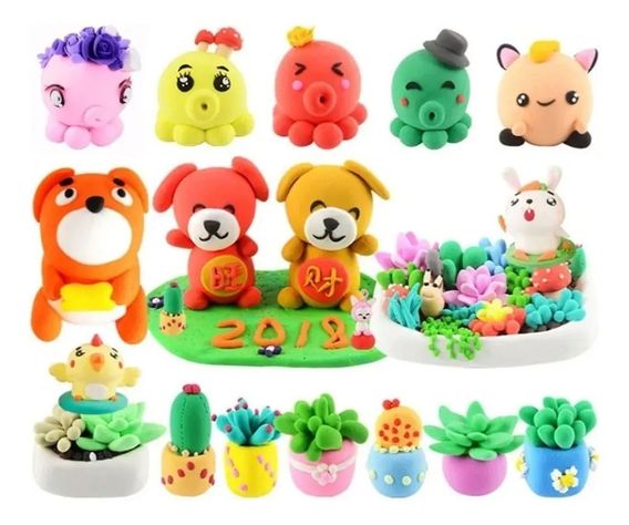 12 Masitas Moldeable 10grs Goma Eva Slime + Estecas-2