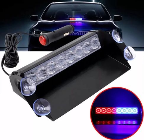 Baliza Parabrisas Autos Led Estroboscópica Rojo-azul 12v-5