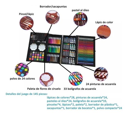 Kit Dibujo Niño 133 Piezas Pintura Arte En Maleta Aluminio-4