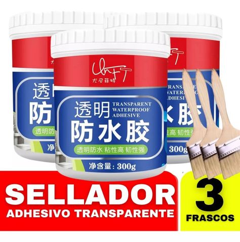 3 Sellador Adhesivo Impermeable Transparente Tapa Gotera 300-4