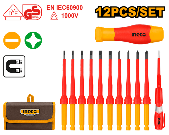 Juego 12 Pcs Destornilladores Aislados Intercambiable Ingco-3