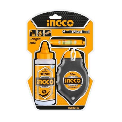 Set Tizador 30m Con Tiza 113g Y Nivel Ingco Hclr0130-0
