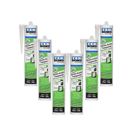 Pack 6 Silicona Acetica Construccion Tekbond 270 Ml Incoloro Transparente-0