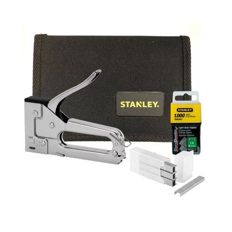 Kit Engrapadora Metálica Stanley Uso Liviano + Grapas+ Bolso De Transporte-0