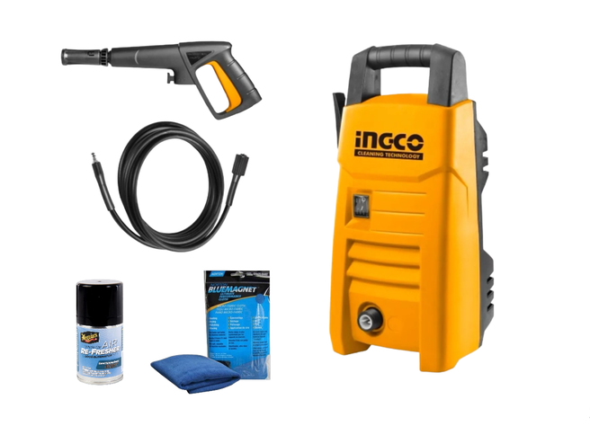 Pack Hidrolavadora Ingco 1200 W + Paño Microfibra + Aromatizante -0