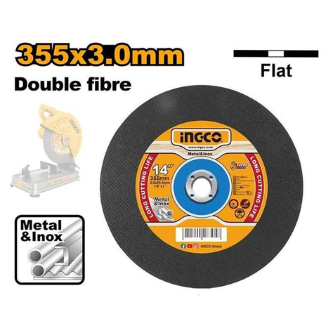 Disco Corte Metal 14 355mm Tronzadora Ingco Mcd303551 Negro-1