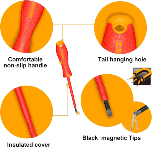 Set Destornilladores Electricos Aislado 6pcs Ingco Hkisd0608-3
