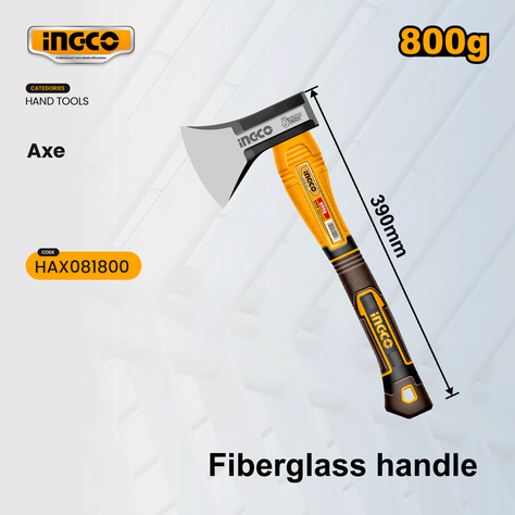 Hacha Ingco Mango Fibra Vidrio 39 Cm 800 Grs  Hax081800-1