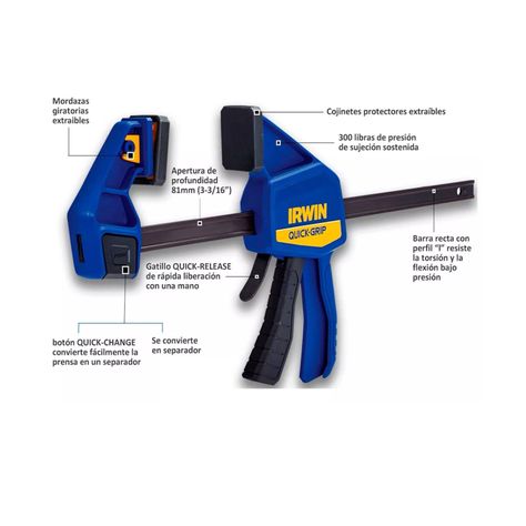 Prensa Liberacion Rápida Barra Irwin Quick-grip 45 Cm Sl300-4
