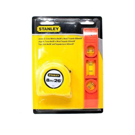 Kit Huincha Medir 8m Y Nivel Torpedo 203 Mm Stanley 94-548-0